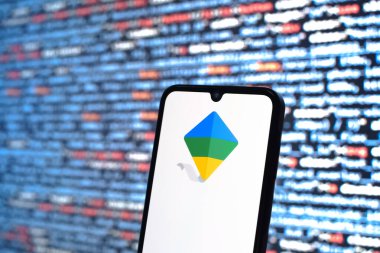 Prague, Czechia - 08 12 2025: Phone in front of a screen showing the Google Family Link logo. Google Family Link is a platform for parental control and child account management.