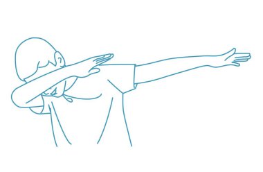 Genç çocuk hafifçe atıyor.