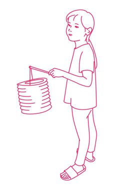  Sonbahar festivalinde fener tutan tatlı bir kız.