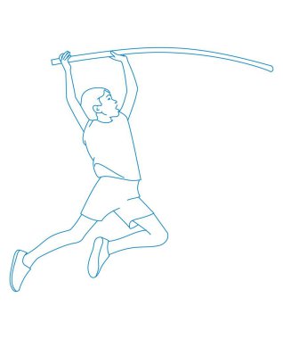 Çocuk sırıkla atlıyor. Çocuk sırıkla atlıyor...