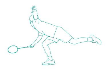 Badminton oynayan bir sporcu.