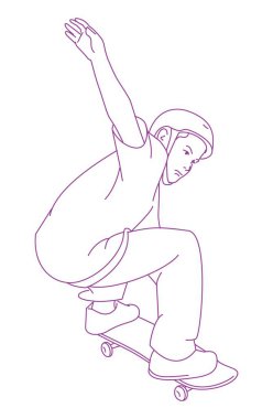 Genç erkek kaykaycı yarım boruyla atlıyor. 