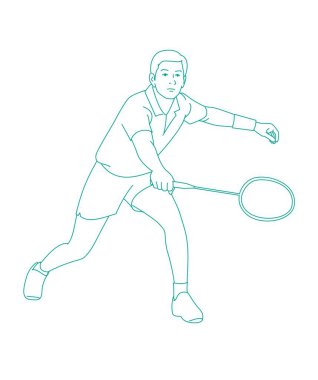 Erkek sporcu badminton oynuyor Erkek sporcu badminton oynuyor