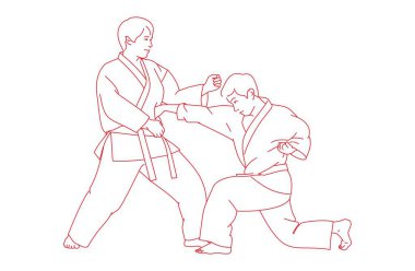Japon karate ustaları Japon karate ustalarıyla savaşıyor.