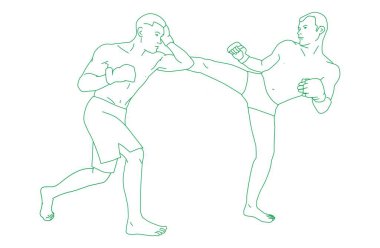 Boksör rakibine saldırır ve boksör rakibine saldırır ve saldırır.