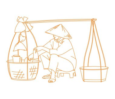 Saigon 'daki Saigon Sokağı Satıcısı Sokak Satıcısı