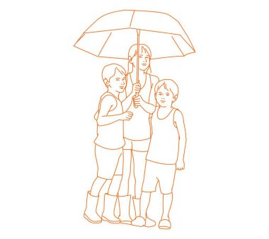 Şemsiyeli çocuklar yağmurun keyfini çıkarıyor Şemsiyeli çocuklar yağmurun tadını çıkarıyor