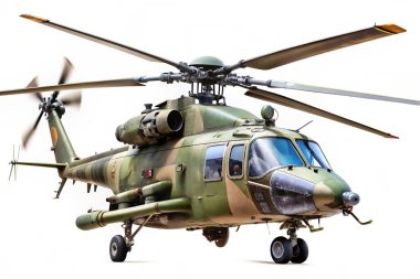 Camo 'daki askeri helikopter harekete hazır.