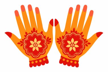 Geleneksel Henna Tasarımlarıyla süslenmiş bir çift el.