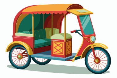 Renkli Vintage Döngüsü Rickshaw, Seyahat Resimleri İçin Mükemmel