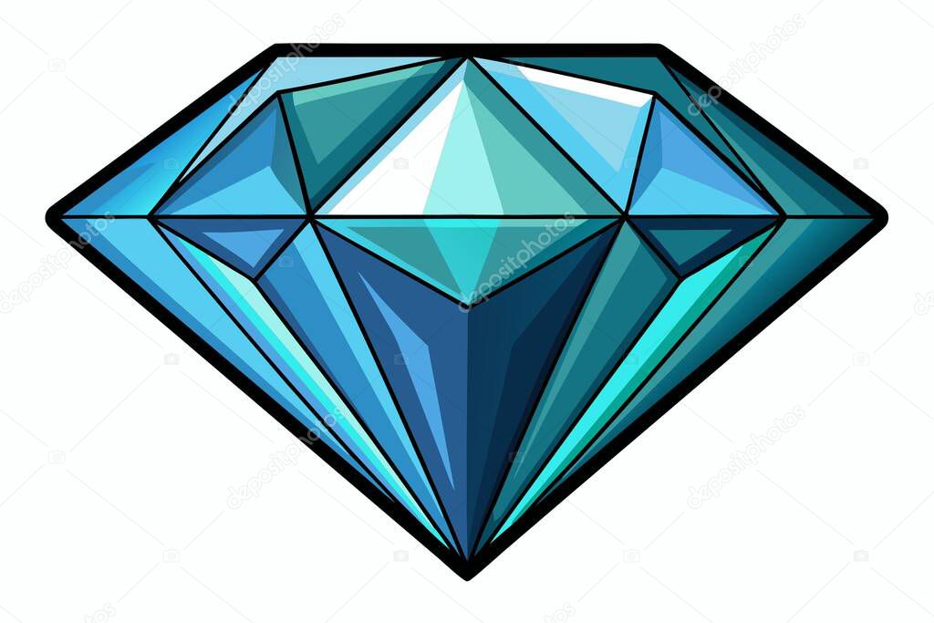A stylized, vibrant blue diamond, perfect for luxury or gaming themes.