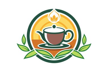Bir çaydanlık içeren canlı bir logo, rahatlama ve ferahlığı simgeliyor..
