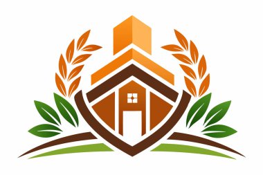 Buğday ve Yaprak Tasarımlı Çiftlik Logosu