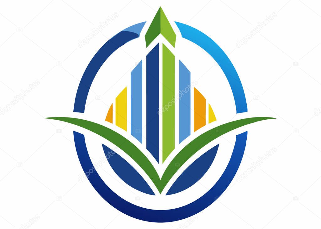 Colorful logo design combining growth and data