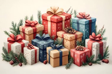 Şenlikli Hediye Yığını, Noel hediyelerinin yürek ısıtan dijital bir tasviri..
