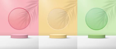 Pastel Renklerine Karşı Üç Silindirik Platform