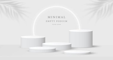 3D beyaz podyum, arka planda ışık ve gölge var. Minimalist tasarımda soyut geometrik kompozisyon. 3D stüdyo ürün kaidesi, Moda Sahnesi Moda Moda Moda Moda Moda Sahnesi.