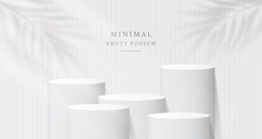3D beyaz podyum, arka planda ışık ve gölge var. Minimalist tasarımda soyut geometrik kompozisyon. 3D stüdyo ürün kaidesi, Moda Sahnesi Moda Moda Moda Moda Moda Sahnesi.