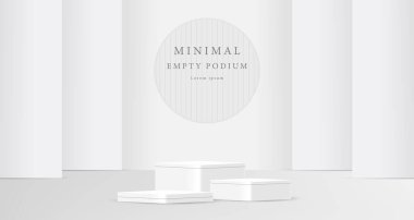 Üç boyutlu beyaz podyum, arka planda ışık ve gölge. Minimalist tasarımda soyut geometrik kompozisyon. 3D stüdyo ürün kaidesi, Moda Sahnesi Moda Moda Moda Moda Moda Sahnesi.