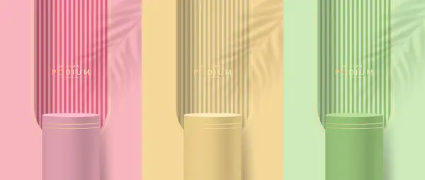 Pastel Renklerine Karşı Üç Silindirik Platform