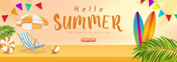 3D canlandırıcı Renkli Yaz indirimi reklam afişi, tropikal plaj titreşimleri dekorasyon arka planı.