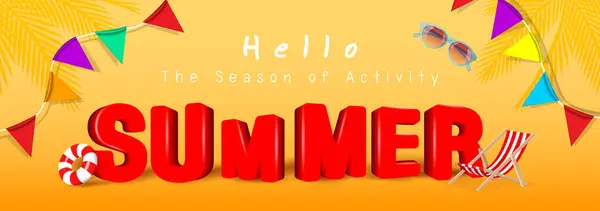 3D canlandırıcı Renkli Yaz indirimi reklam afişi, tropikal plaj titreşimleri dekorasyon arka planı.