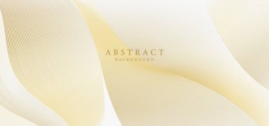 Soyut lüks arka plan, altın renkli dalgalı eğri çizgileri var. Pankart, kartvizit, başlık arkaplan için zarif vektör altın çizgili desen şablonu