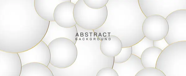 Ağ, afiş ve şablon için soyut altın ve gri dairelere sahip beyaz teknoloji geometrik arka plan. Vektör illüstrasyonu