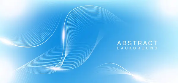 Parlak çizgi dalgalarıyla soyut mavi eğimli arkaplan. Pankart, poster, kapak, broşür, broşür, web sitesi için minimalist arkaplan