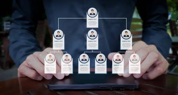 İş Hiyerarşisi Simgeleriyle Dijital Düzenleme Çizelgesi Arayüzü