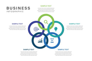 5 steps of Interconnected Business Concepts Infographic with Icon Circles