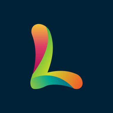 L logosu kimlik için. Markanız için tüy şablonu vektör çizimi