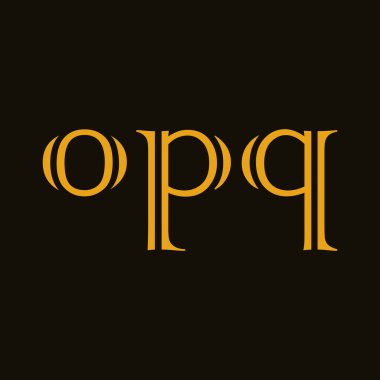OQP harfi ilk logo tasarımı vektör çizimi