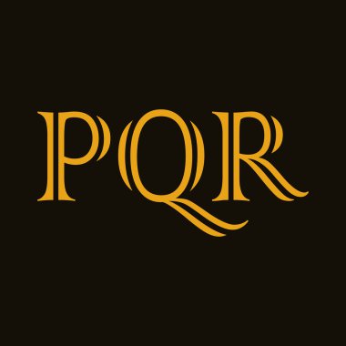 Siyah arkaplan üzerine PQR harf logo tasarımı