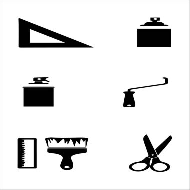 sanat aracı simgeleri koleksiyon boya ekipmanları çizim aracı 