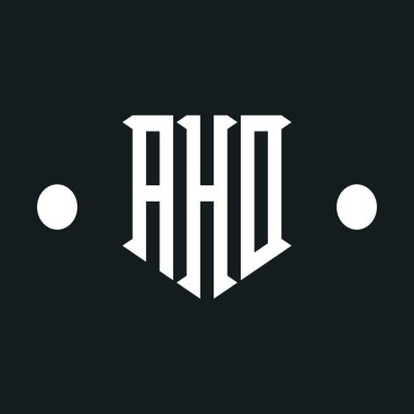 AHO Harfi Harfi İlk Logo Tasarımı Şablon Vektör İllüstrasyonu
