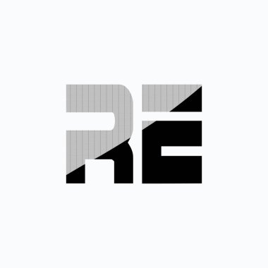 RE Harf İlk Logo Tasarımı Şablon Vektörü Resimlemesi