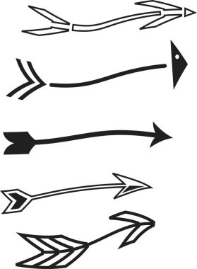 El Çizimi Dekoratif Oklar Koleksiyonu Kabile ve Tasarım Biçimi Okları