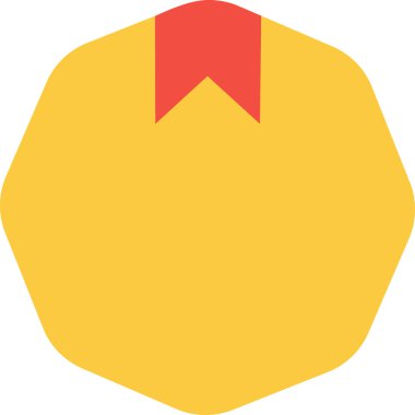 Kırmızı Kurdele Sancak Vektörlü Sarı Çember Rozet Beyaz Arkaplanda İzole Edildi