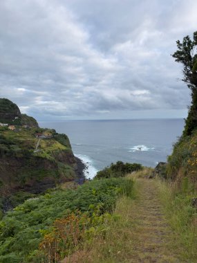 Portekiz 'in Madeira Adası' nın pitoresk yeşil kıyıları engebeli kıyı şeridine ve güçlü okyanus dalgalarına hayranlık uyandırıcı bir bakış açısı sunuyor. Seyahat kavramı