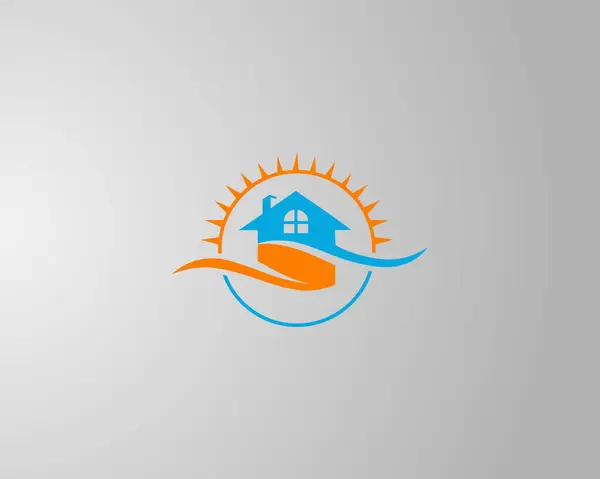 Güneş Logosu Tasarım Vektörü Şablonu ile Emlak