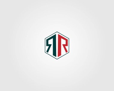RR Harfi İlk Logo Tasarımı Simge Vektör Şablonu