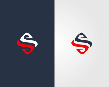 S veya SS Soyut Harf İlk Logo Tasarım Şablonu.