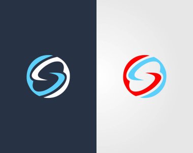 S veya SS Soyut Harf İlk Logo Tasarım Şablonu.