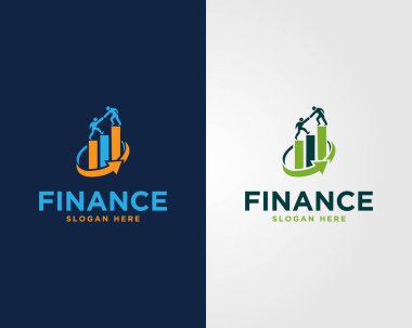 Finans İşletmeleri Büyümesi ve Takım Çalışması Logo Tasarım Vektörü Şablonu.