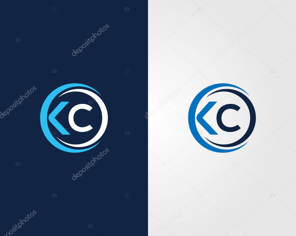 Abstract KC Letter Logo Design Minimalist Modern Vector Template.