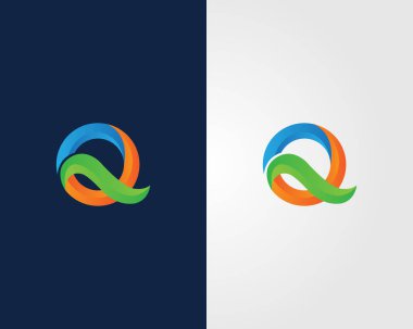 Renkli Q Harfi İlk Soyut Logo Tasarım Şablonu.