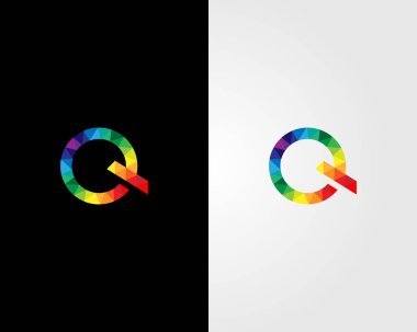 Abstract Colorful Pixel Q Letter Initial Logo Design Template Vector.