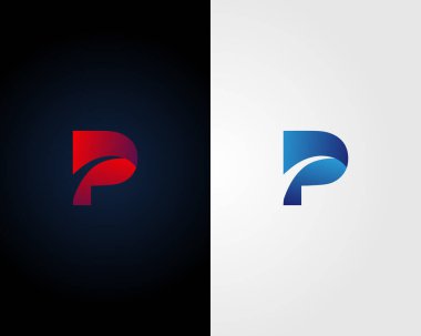 Alfabe P Harfi İlk Logo Tasarım Vektörü Şablonu.