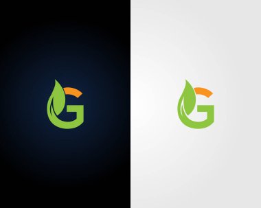 Basit G yeşil yaprak logosu tasarım vektörü çizimi